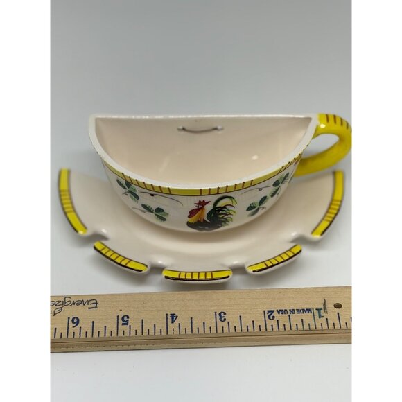 VTG Norcrest Chanticleer Handpainted Rooster Wall-Pocket Tea Cup Spoon Holder - Picture 5 of 7